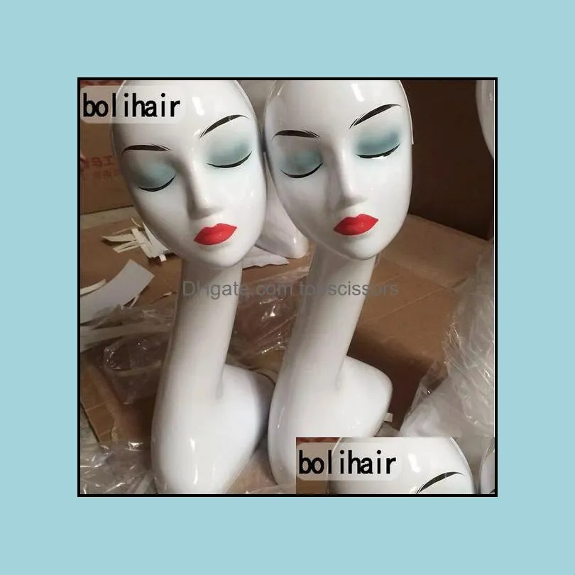 Plastic Long Neck Wig Display Mannequin Head Shop Window Model Show Shelf for Jewelry and Scarf Display