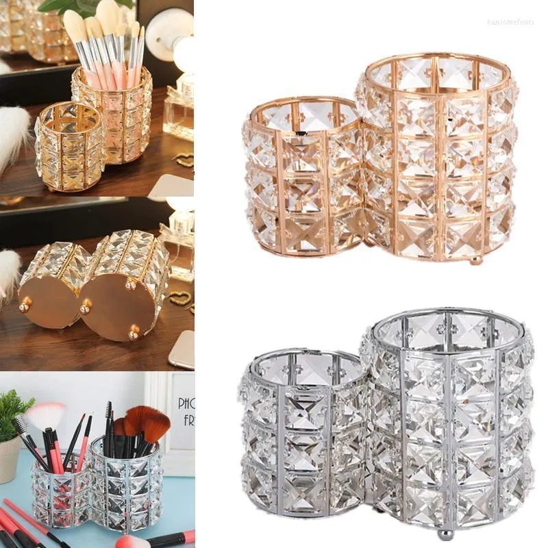 Storage Boxes & Bins Nordic Crystal Makeup Brush Holder Dressing Table Cosmetic Tube Desktop Pencil Vase