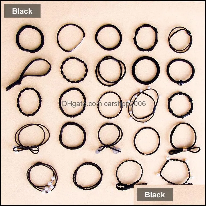 24pcs/box simple hair rope hairband ladies colorful hair rubber band hoop elastic string hair accessories wholesale free shipping