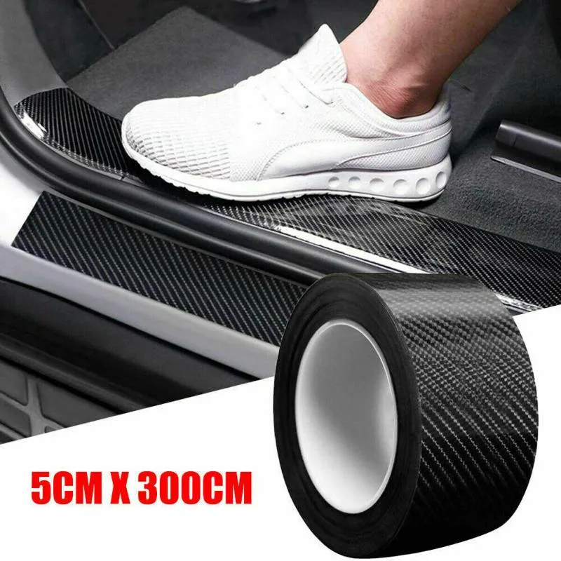 Interior Decorations For Car Sticker Carbon Fiber Door Sill Protector Scuff Plate Trim Accessories 5CM 3M Part ProductsInterior