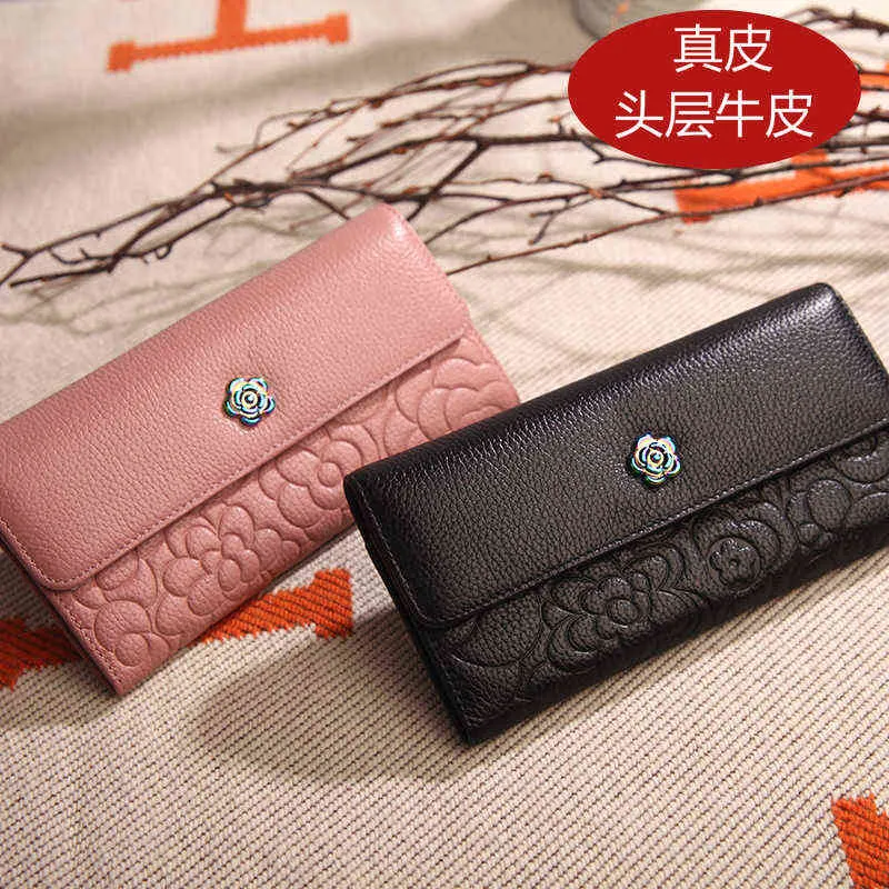 Skórzowa skórzana portfel górna warstwa Koreańska wersja Koreańska Średnia i długa torba na kartę zero portbaga zero portfela 220616