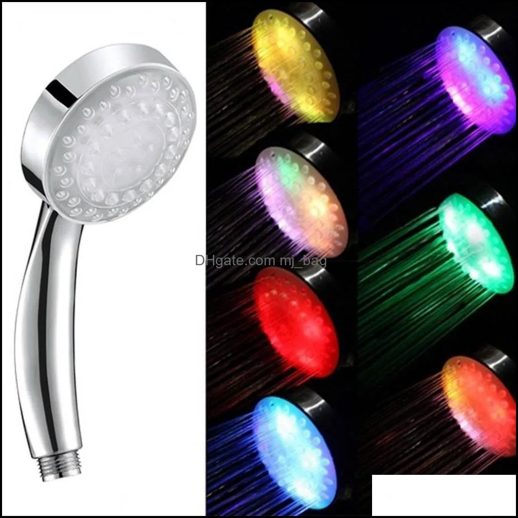 Led Faucet Lights Faucets Showers Accs Home Garden Changing Matic Self-Coloring Hanging Rainfall Shower Head Colorf Bathroom Wc Single Ro