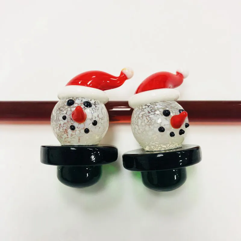 Wholesale Smoke Accessories 25mm OD Cute Snowman Style Glass Carb Caps for Quartz Banger Nails Glass Water Bongs Pipe Oil Dab Rigs DCC06