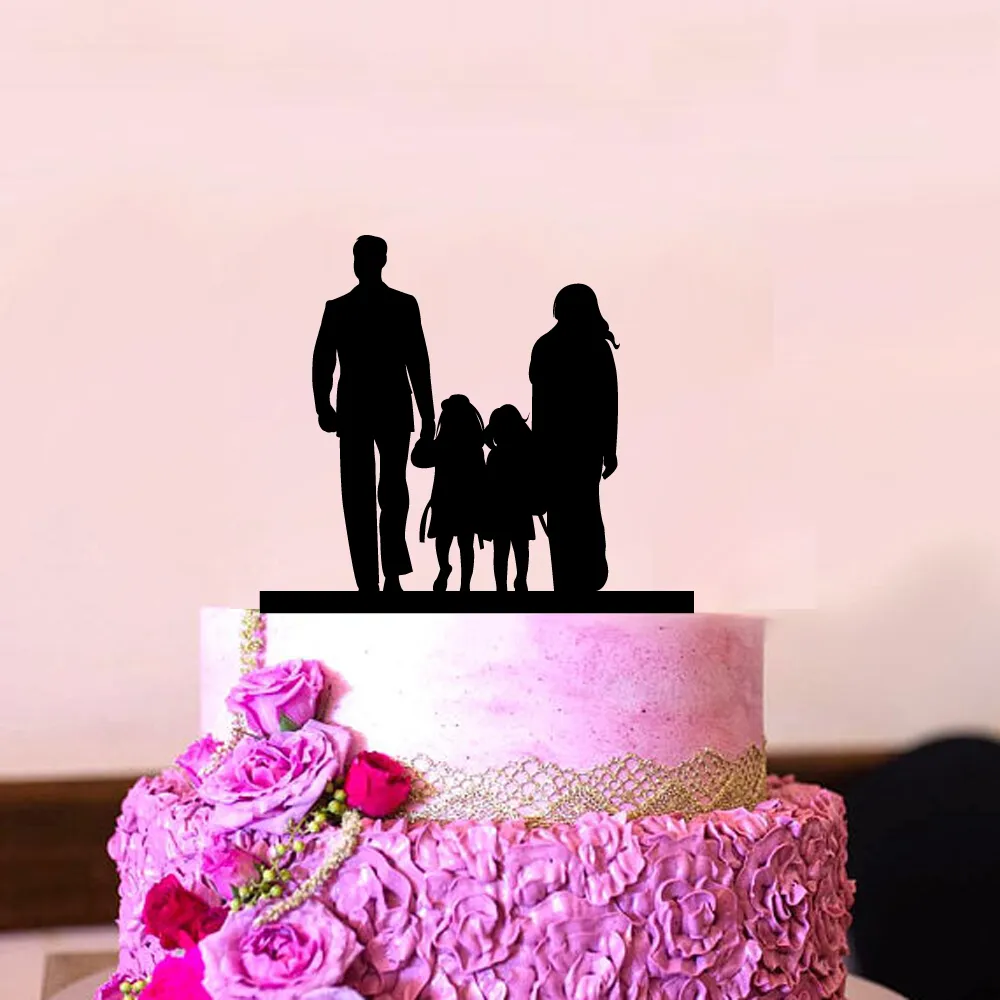 Family Style Cake Topper Wedding Party Family Party Anniversary Bridal Shower Decorations Kids Gift cake decor Rustic Wedding (6)