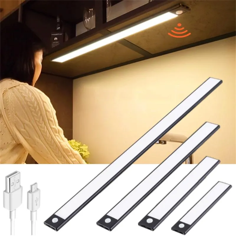 مصابيح أضواء ليلية ضوء مستشعر تحت الخزانة اللاسلكية USB القابلة لإعادة الشحن الإدراك المطبخ LED LED مغناطيسي نايت