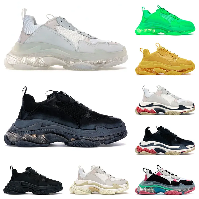 Balenciaga Triple S balenciaca balanciaga Üçlü S Desinger Sneakers Temizle Sole Erkek Baba Rahat Lüks Ayakkabı Beyaz Siyah Fluo Yeşil Neon Kadın Bayan Eğitmenler