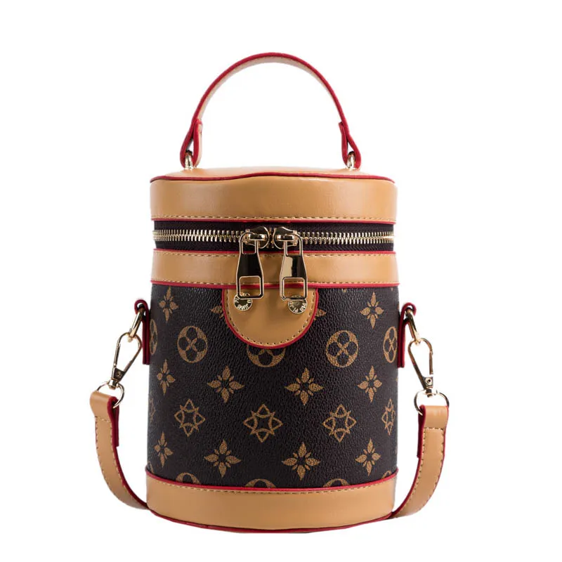 Borsa di marca di lusso Borsa a secchiello da donna classica con design a botte tonda Borsa a tracolla vintage in pelle PU Pochette femminili alla moda