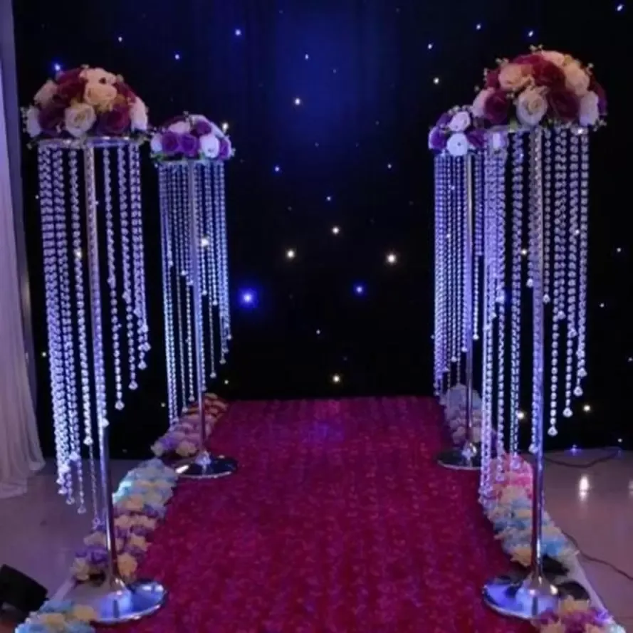 110 cm höga bröllopsdekorationer akrylkristall mittpunkt bord blommor stativ gångbaneväg evenemang parti t- stativ dekor fy3764