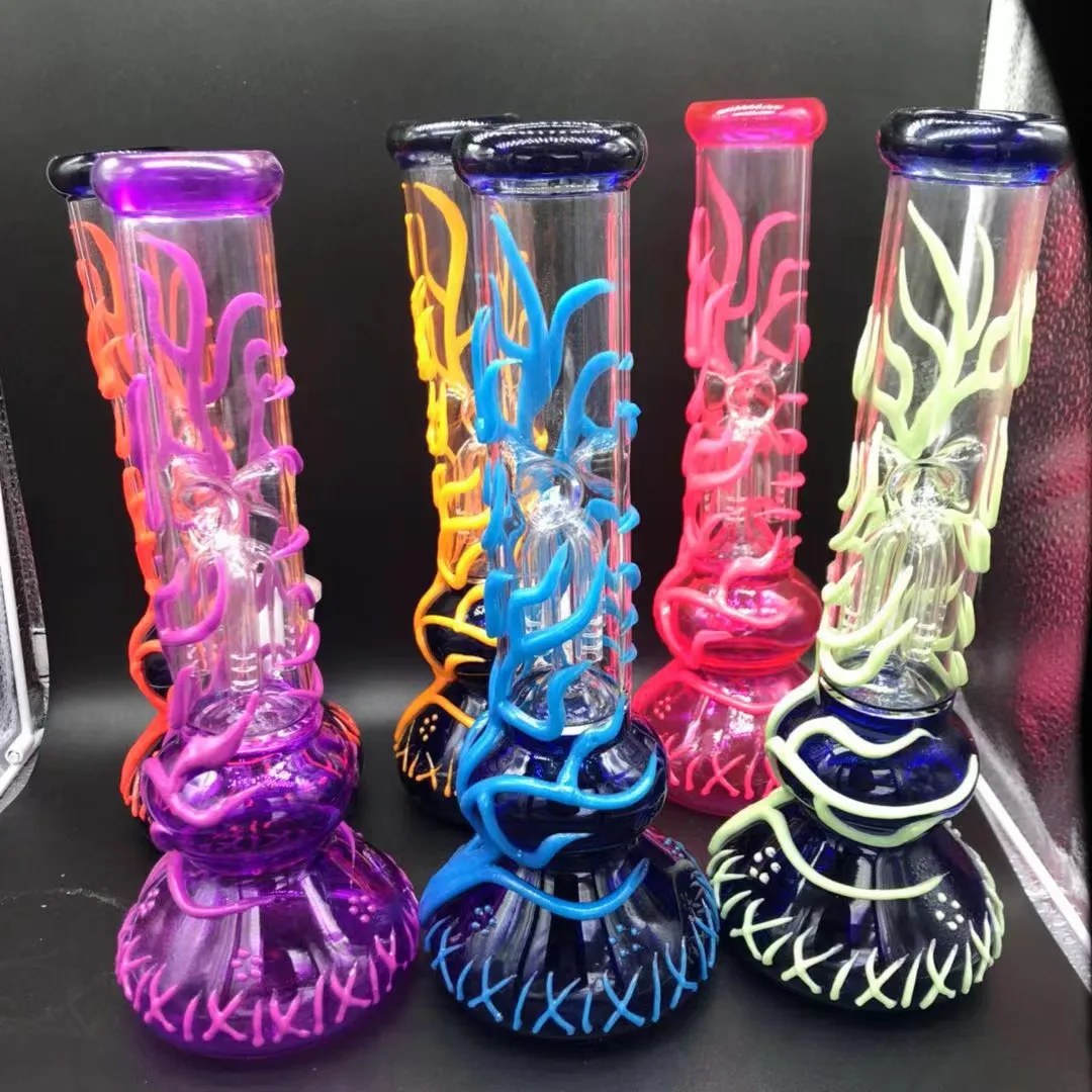 Hookahs exclusivos intoxicantes Bongo de vidro de vidro estilo halloween machine de perfuração de óleo de dinâmica tigela de canto de haste complementar. Altura toda; 9,8 in