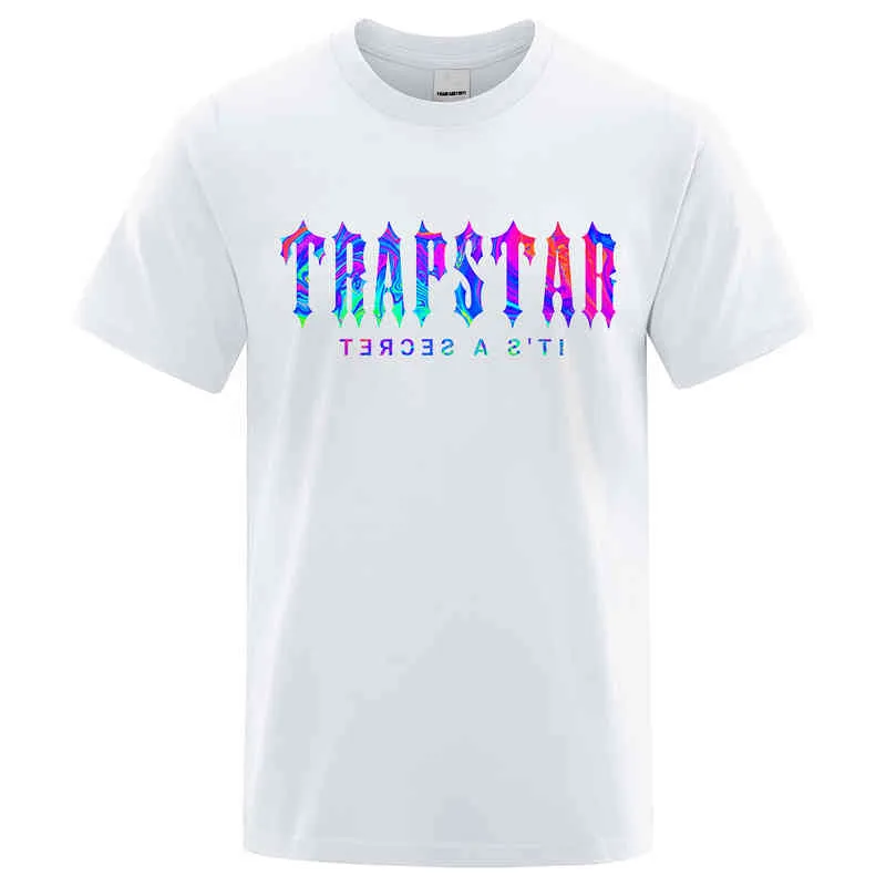 Trapstar London Y2K в стиле печатные футболки Men Street Cotton O-образный выстрел негабаритная футболка летняя дышащая бренда футболка