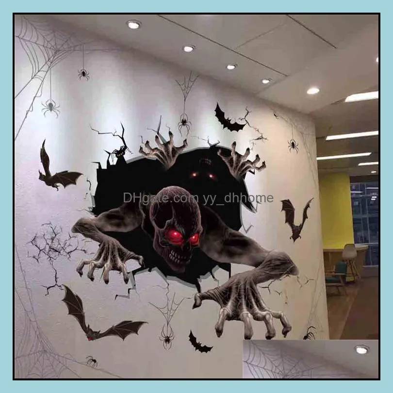 2pcs halloween window sticker pumpkin skull bat glass door sticker bar hotel mall living room wall sticker decal home decoration dbc