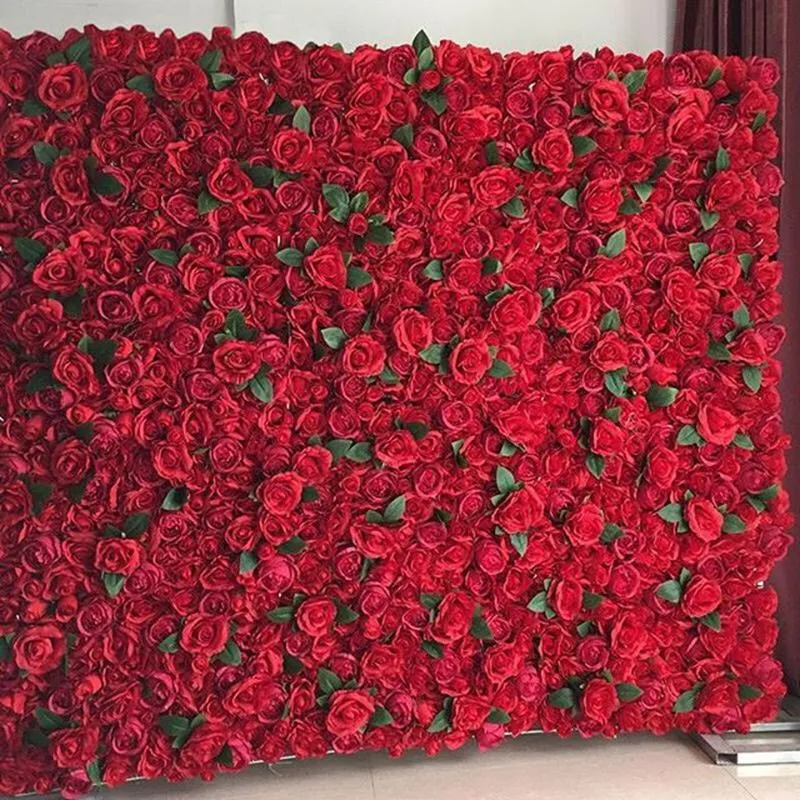 Decorative Flowers & Wreaths High Quality Flower Wall 40x60cm Colorful Silk Rose Artificial For Wedding Shop Mall Background DecorationDecor