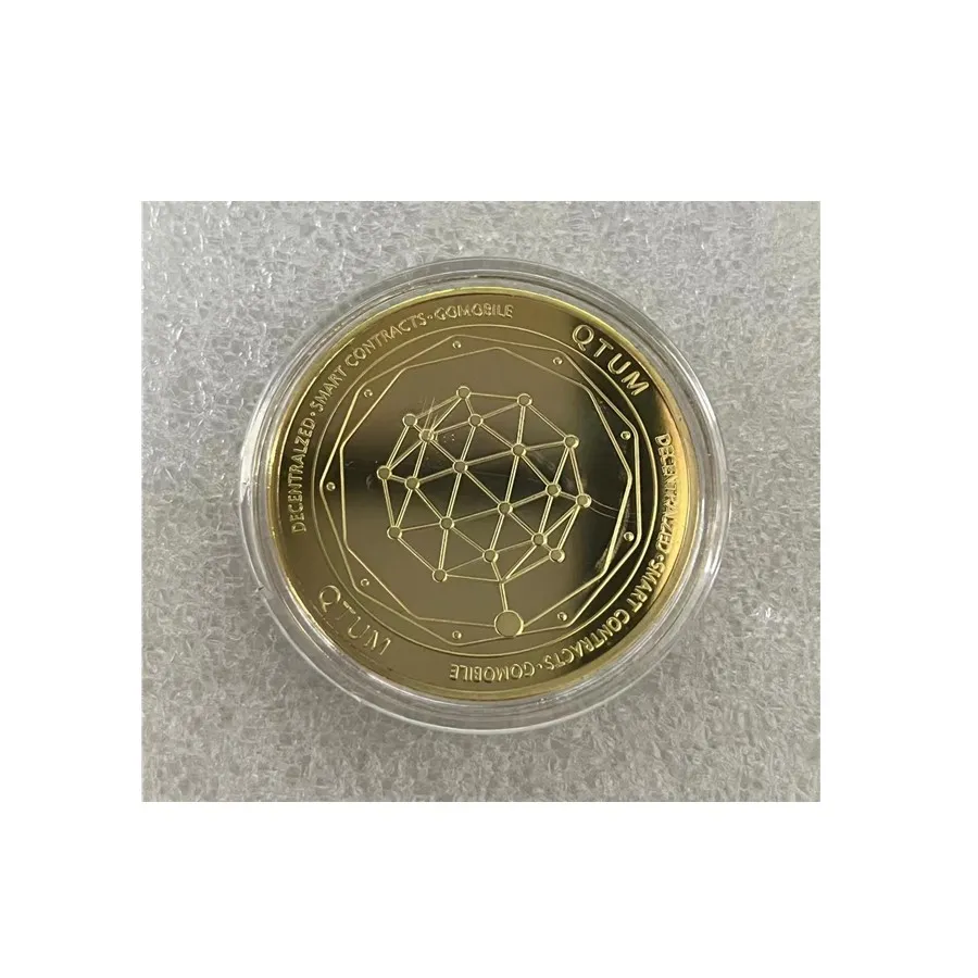 1pc Qtum Crypto Coin Collectible Coin Collection Corner Quant Silver Silver Coin لتزيين الهدية.