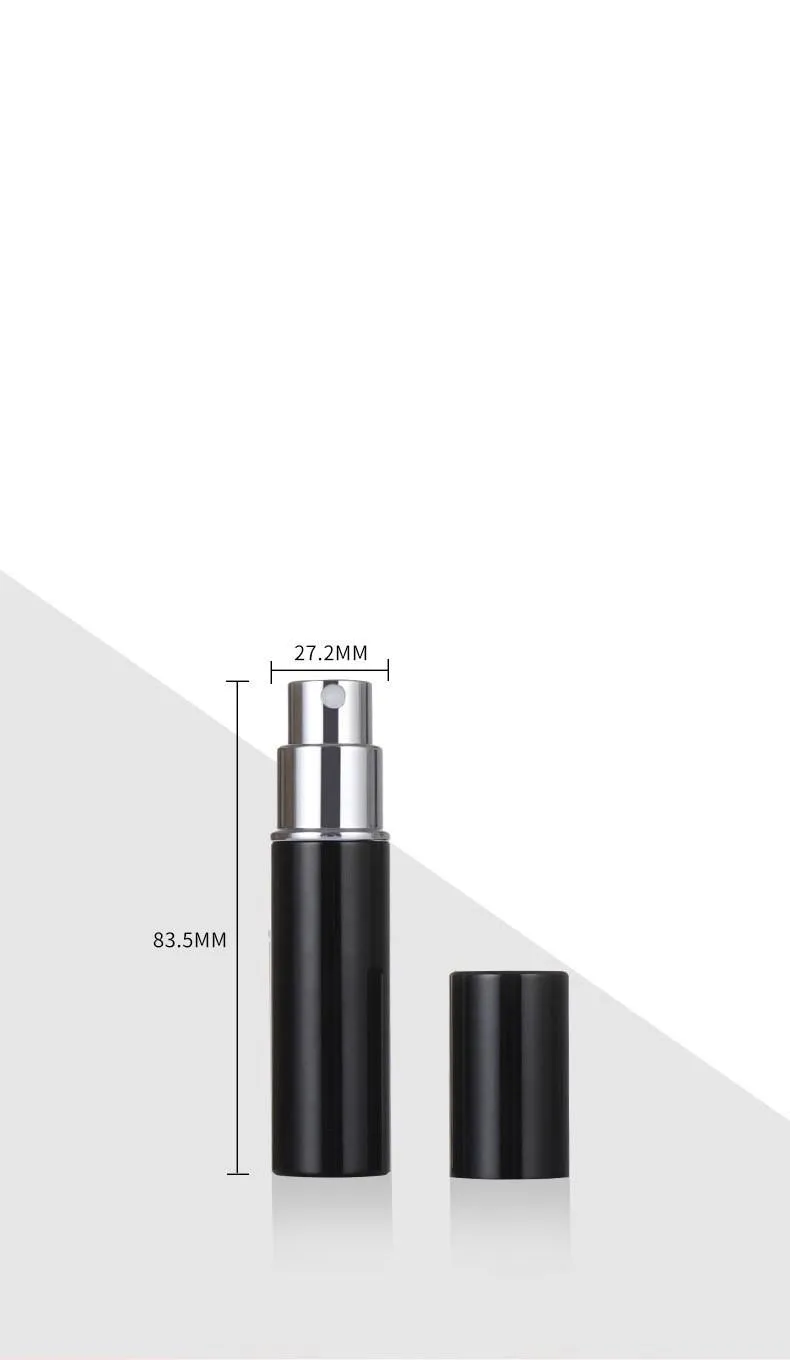 DHL Refill Bottle Black Color 5ml 10ml Empty Bottles Mini Portable Refillable Perfume Atomizer Spray Container 5cc 10cc Cosmetic Bottles Support DH8886