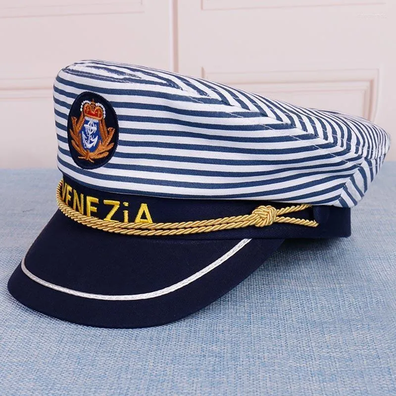 Bérets Vintage Style Parent-enfant réglable Skipper marins capitaine de la marine bateau chapeau militaire casquette adulte fête déguisement unisexeBérets Davi