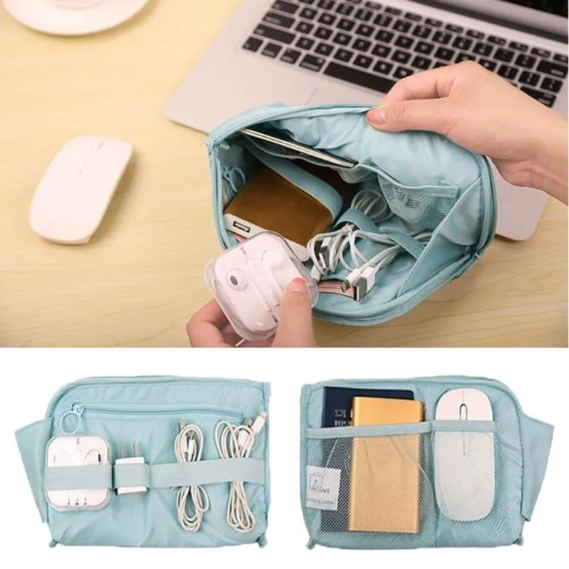 Storage Bags Practical USB Data Cable Handbag Electronic Organizer Travel Bag Small Zipper Pouch Cosmetic BagStorage