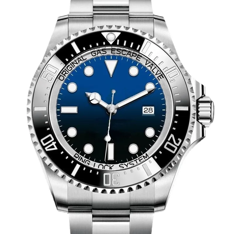 44 mm orologio da polso maschio uomini meccanici automatici Guarda la cornice in acciaio inossidabile in acciaio inossidabile blu nero impermeabile