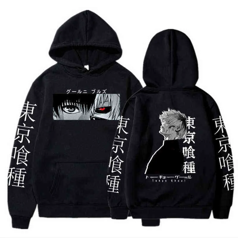 Tokyo Ghoul Anime Hoodie Pullover Sweatshirts Ken Kaneki Grafik Bedruckte Tops Lässige Hip Hop Streetwear Y220725