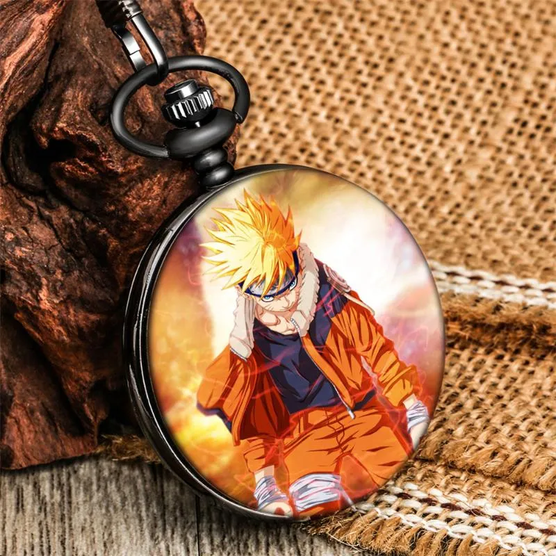 Pocket Watches Classic Anime Patroon Gedrukt kwarts Kijk Souvenir Collection Pendant Clock Gifts Student BoysPocket