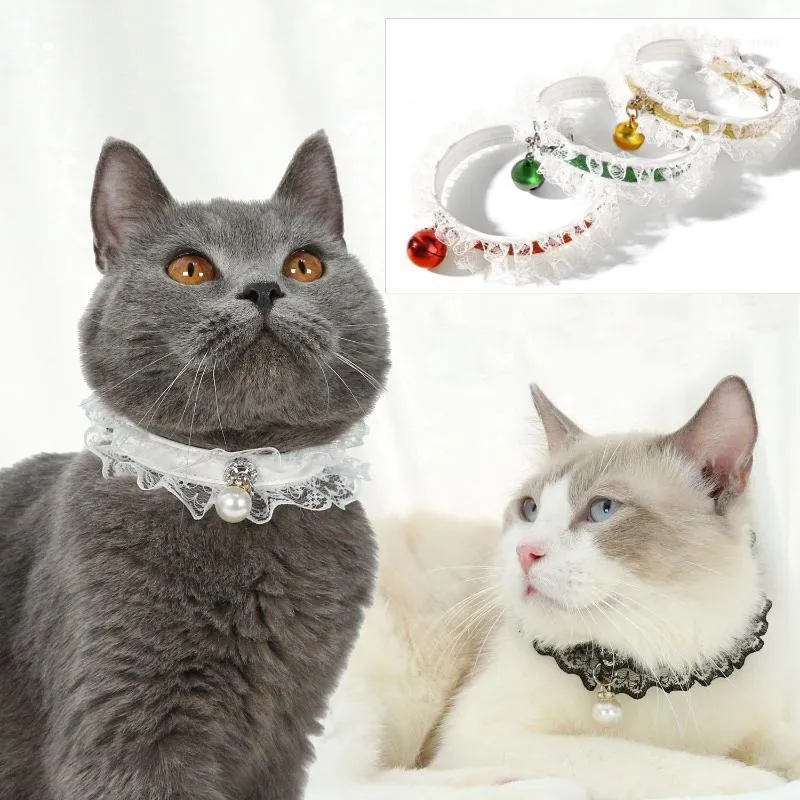 Katzenhalsbänder führen Haustier Spitze Glockenhalsband Personalisieren Sie Paar Welpen Weihnachtshalskette für Katzen Hunde Hochzeitsdekoration Zubehör