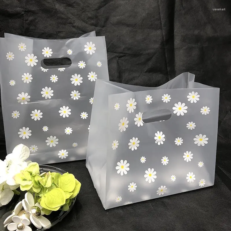 Hediye Sargısı 25 PCS Saplama Çanta Tutamalı Plastik Torbalar Alışveriş Çiçek Depolama Vaka Düğün Malzemeleri