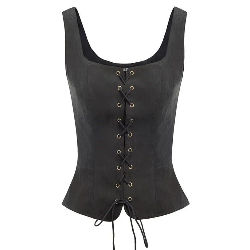 Krótkie kurtki kobiety vintage faux zamszowy kwadratowy szyjka U-b-b-b-b-b-fron-up przy imprezie klubowej steampunk płaszcze steampunk tops panie kamizelka 220505