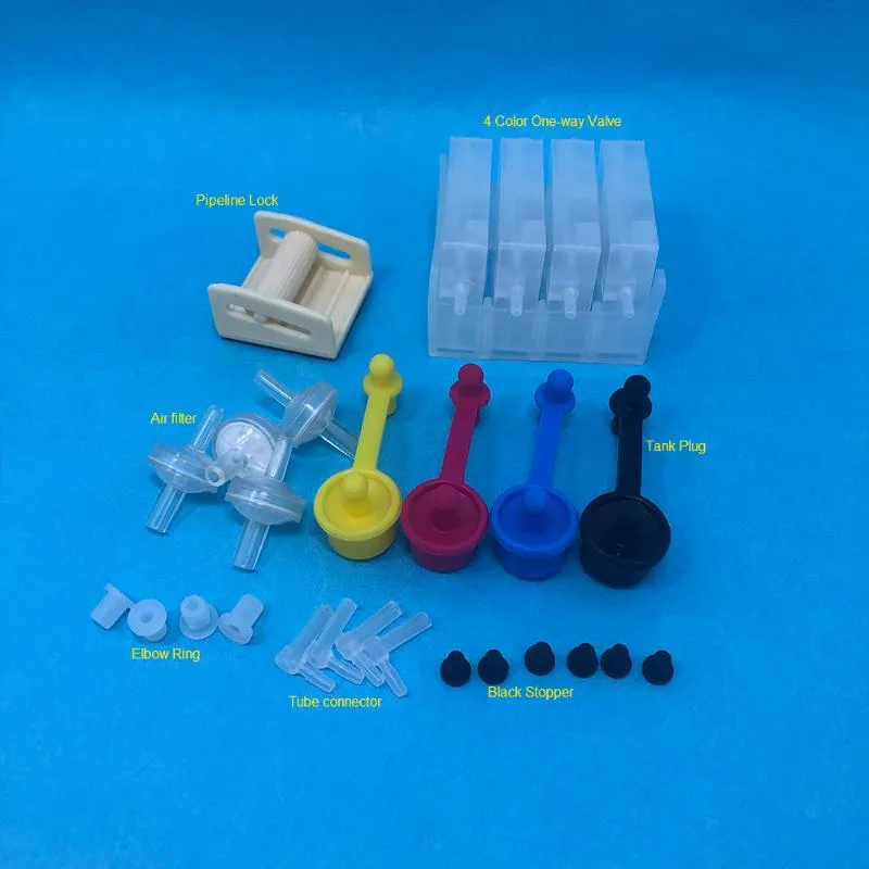 Ink Refill Kits Spare Parts DIY CISS Accessories Air Filter One-way Valve Tube Lock Tank Plug Connector Elbow Ring Black StopperInk