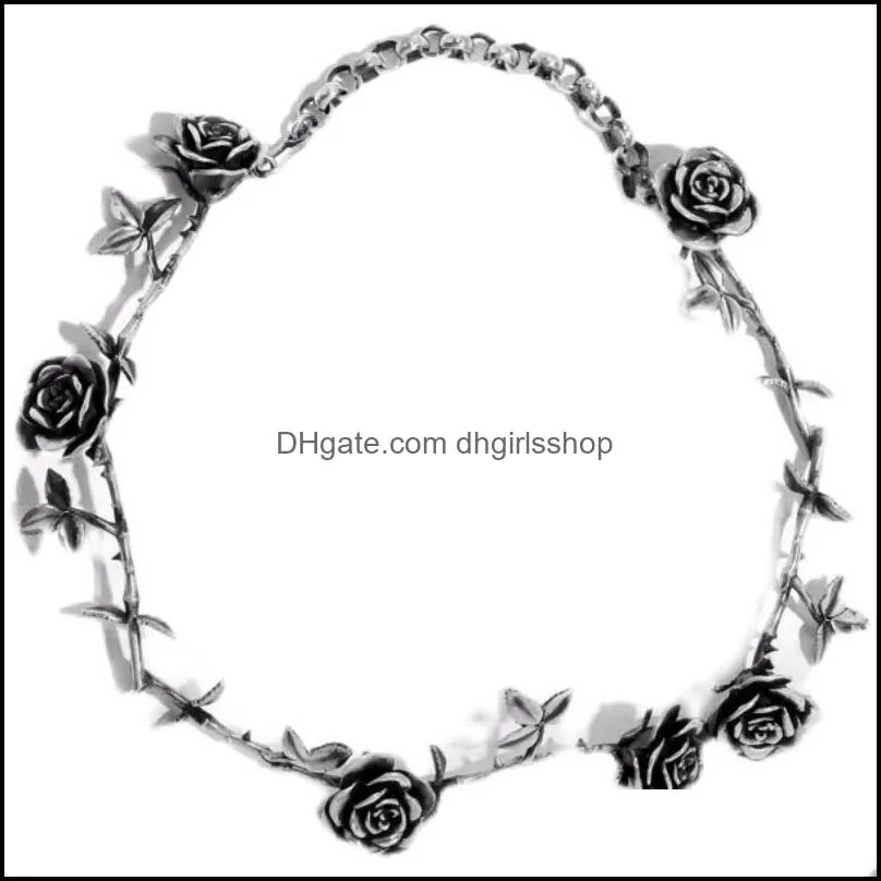 ERD Style Rose Necklace Bracelet Retro Ins Niche Design Men And Women Clavicle Chain Simple Light Luxury Fashion Jewelry