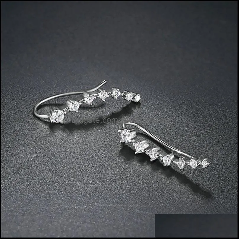 2022 Super Shiny Zircon Silver Gold Ear Cuff Hook Clip Earrings for Women Jewelry Wholesale Gift Ears row