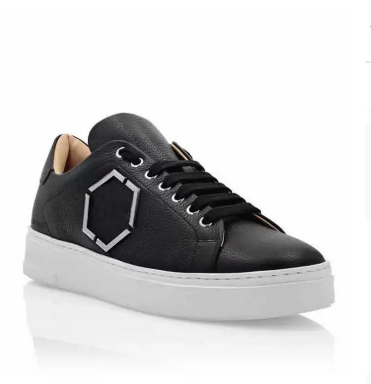 Designers Luxury Grain Leather Sneakers Shoes Hexagon Dress For Men Skateboard Casual Excellent Quality Technical Sports Comfort Walking EU38-46