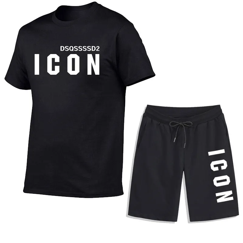 Dsqsury Conjunto de agasalhos masculinos Icon D2, camisetas esportivas e shorts Dsq agasalho verão moda casual esporte praia calças curtas manga camisa terno roupas esportivas