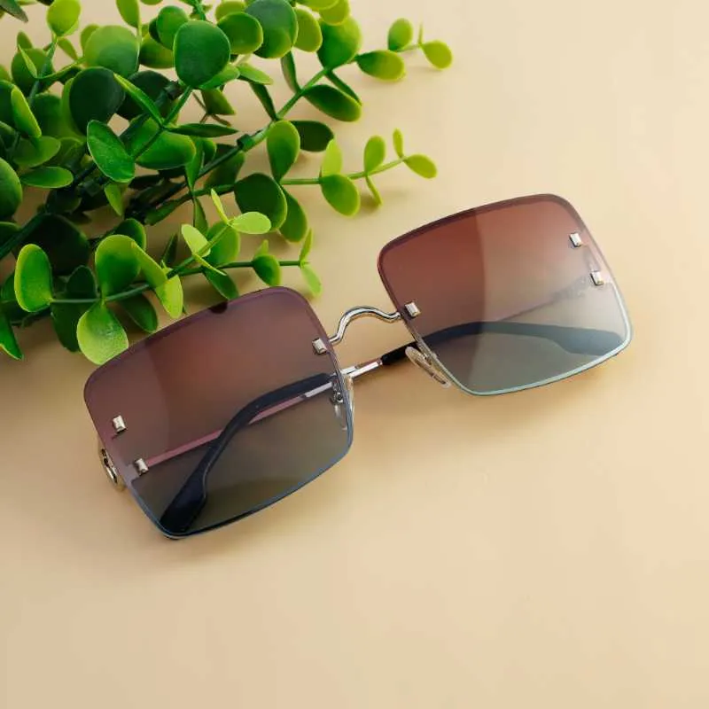 Sunglasses Classic Gradient Lens Men Women Luxury Driving Pilot Fashion Rimless Sun Glasses Female Male Eyewear UV400Sunglasses