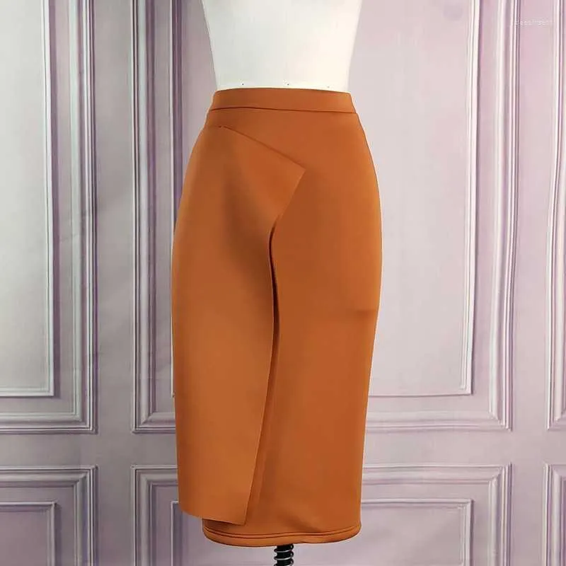 Rokken dames hoge taille mode potlood bodycon slanke midi bescheiden vrouwelijk zwart pakket hip jupes falad elegante indie -stijl rokkenkirts