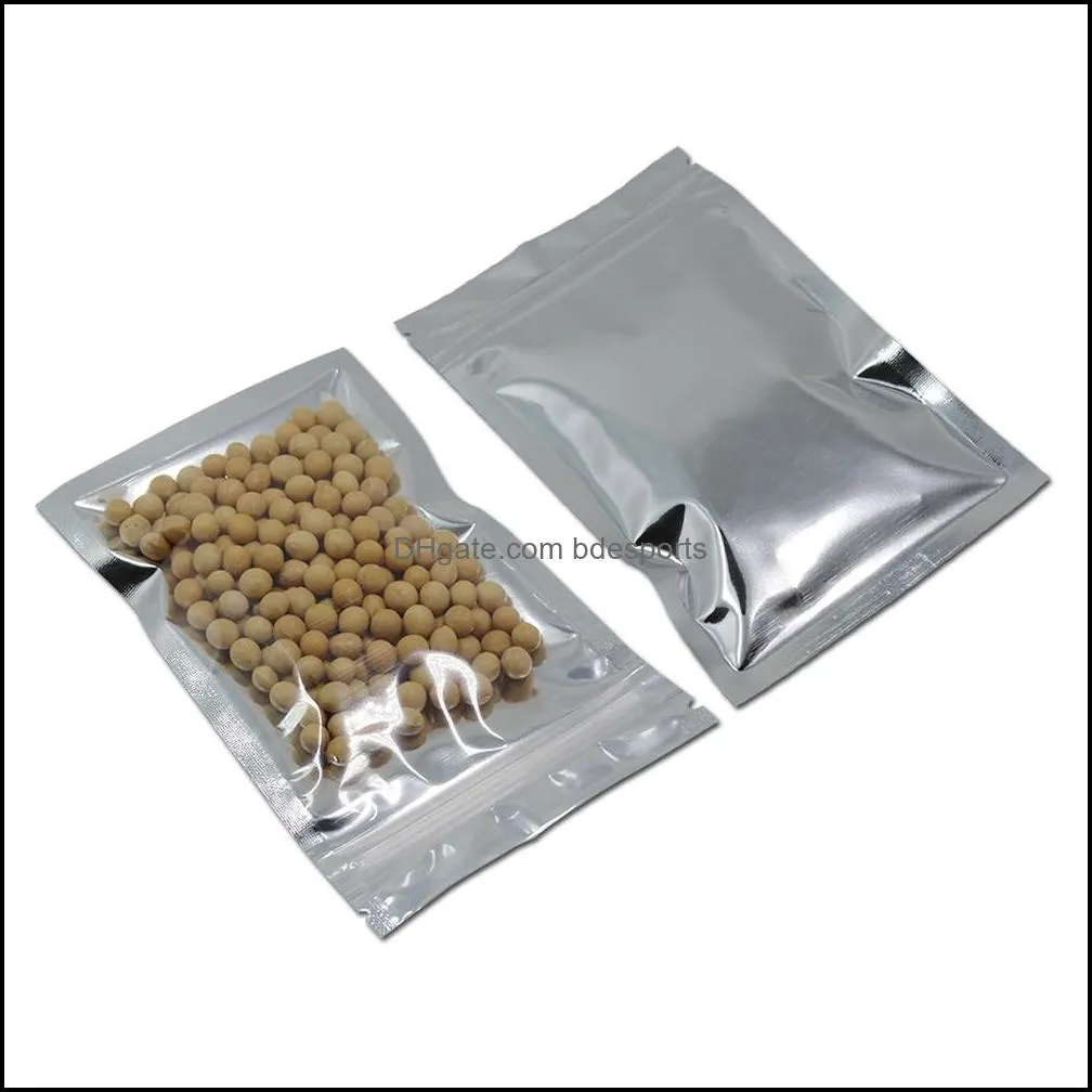 Open Top Silver Aluminum Foil Clear Plastic Packaging Bags Heat Seal Vacuum Pouches Bag Food Storage Pack Mylar Bags