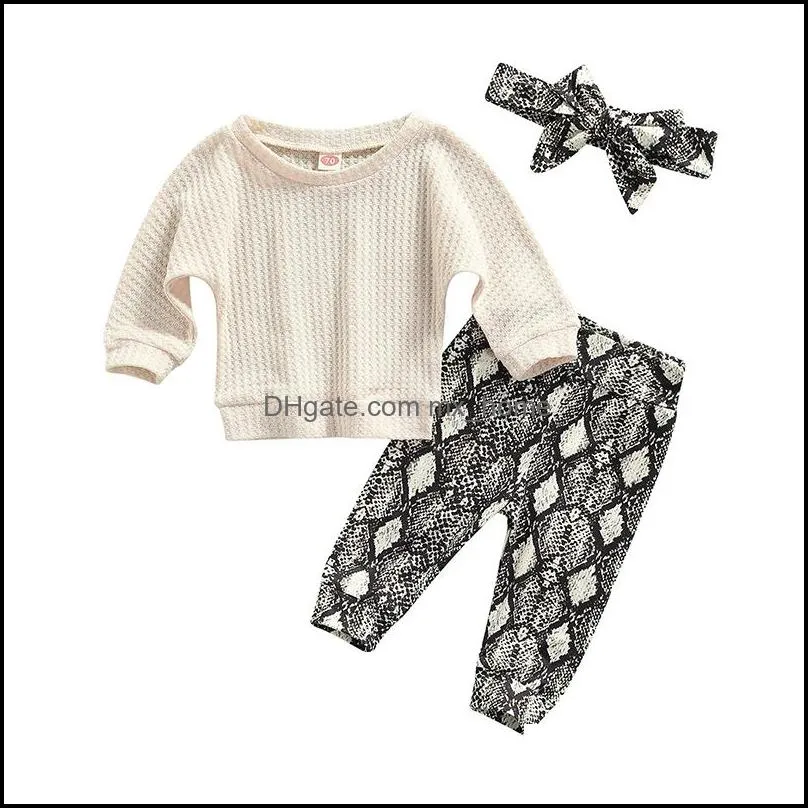 kids clothing sets girls outfits children tops heart snake pattern print pants headband 3pcs/set spring autumn fashion baby clothes