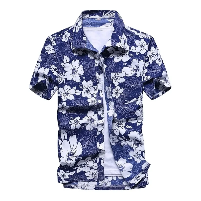 Moda Mężczyzna Hawajska koszula Mężczyzna Dorywczo Kolorowe Drukowane Plaża Aloha Koszule Krótki Rękaw Plus Rozmiar 5xl Camisa Hawaiana Hombre 220322