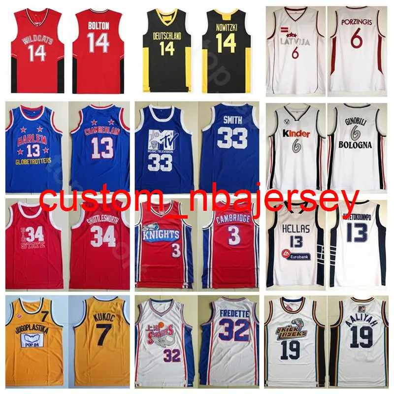 Film Deutschland 14 Dirk Nowitzki Jersey Män Wildcats High School 14 Troy Bolton Basket 6 Manu Ginobili Latvija 6 Kristaps Porzingis S-XXL