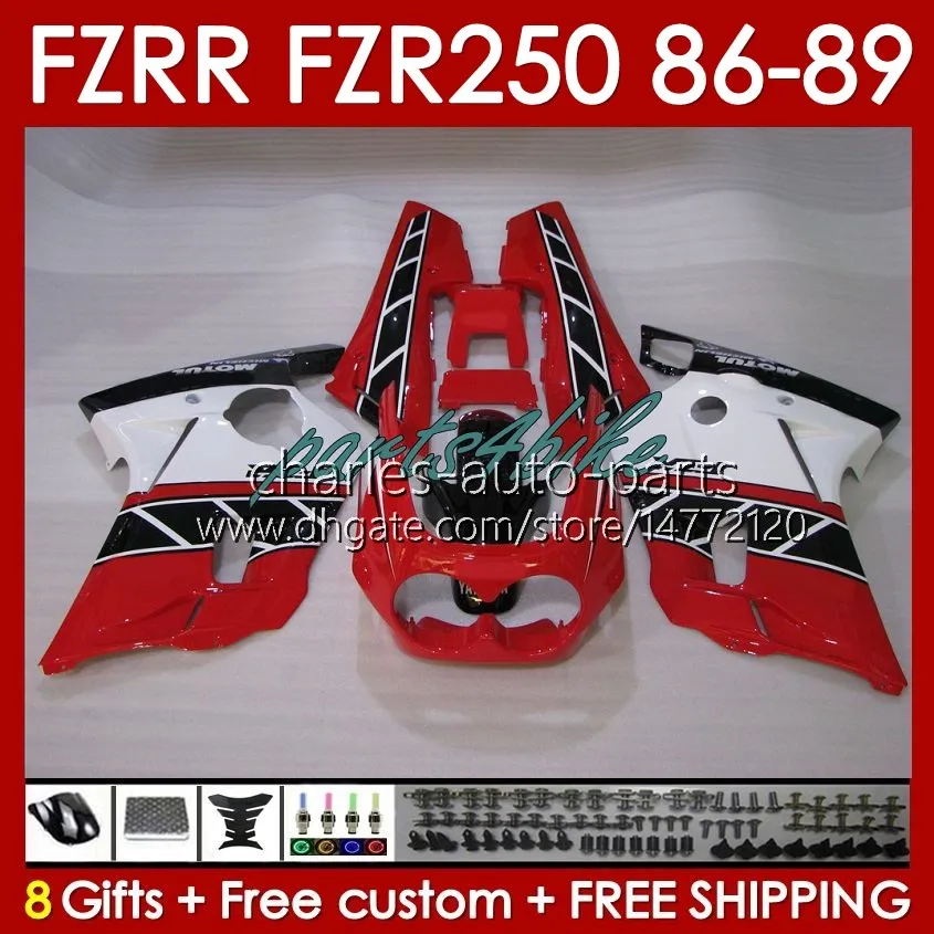 Karosserie für Yamaha FZR250R FZRR FZR 250R 250RR FZR 250 86-89 Karosserie FZR-250 rot werkseitig schwarz 142Nr.23 FZR-250R FZR250 R RR 86 87 88 89 FZR250RR 1986 1987 1988 1989 Verkleidungsset