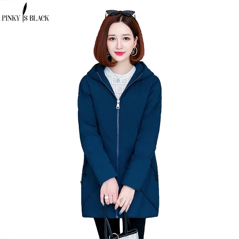 Pinkyisblack Long Parkas 여성 여성 겨울 코트 두꺼운면 겨울 재킷 여성 겨울 다운 재킷 201126을위한 아웃복 코트