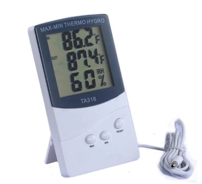 KTJ TA318 Högkvalitativ digital LCD inomhus utomhustermometer Hygrometertemperatur Fuktighet Termo Hygro Mätare