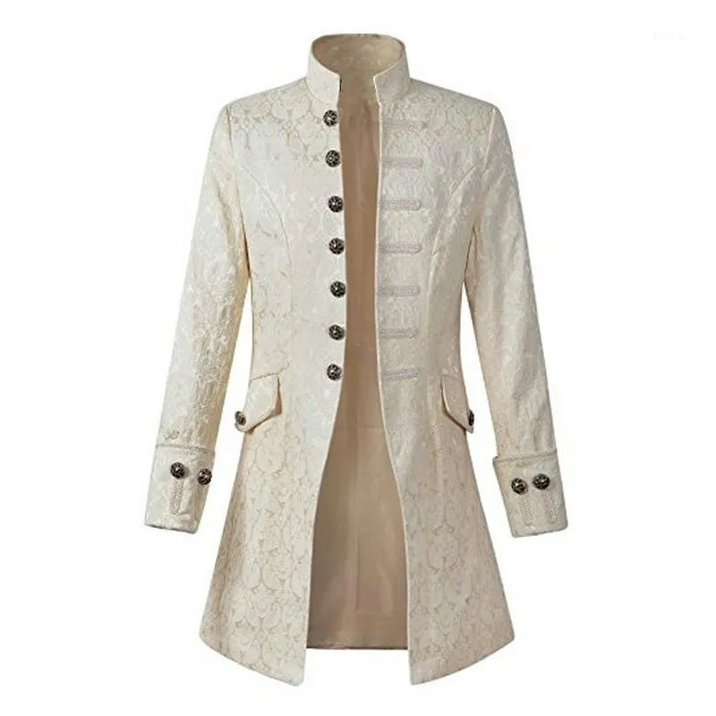 Mäns kostymer bluxedo kappa vintage steampunk retro tailcoat jacka långärmad singel breasted dovetail plus storlek