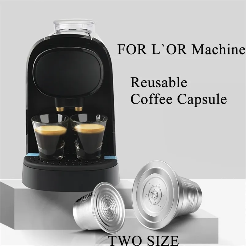 Yeniden kullanılabilir XXL Çift Küçük Kahve Kapsül Kupası L veya Barista LM8012 Makine Paslanmaz Çelik Filtre Pod Lor 210309