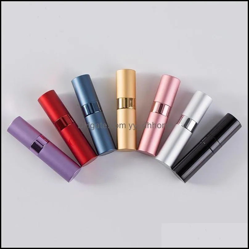 8ml Portable Aluminum Rotary Telescopic Empty Spray Perfume Bottle Glass liner Distributed Bottles for Cosmetics liquid