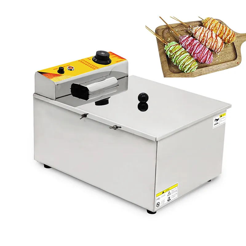 Kommersiell 12l ost hot dog stick maker fryer elektrisk hot dog stek ugn kora majs hund maskin