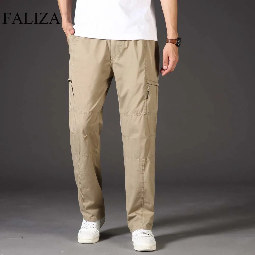 Hip Hop Men Cargo Pants Fashion Harajuku Elastic Waist Casual Streetwear Mens Joggers Trousers Black