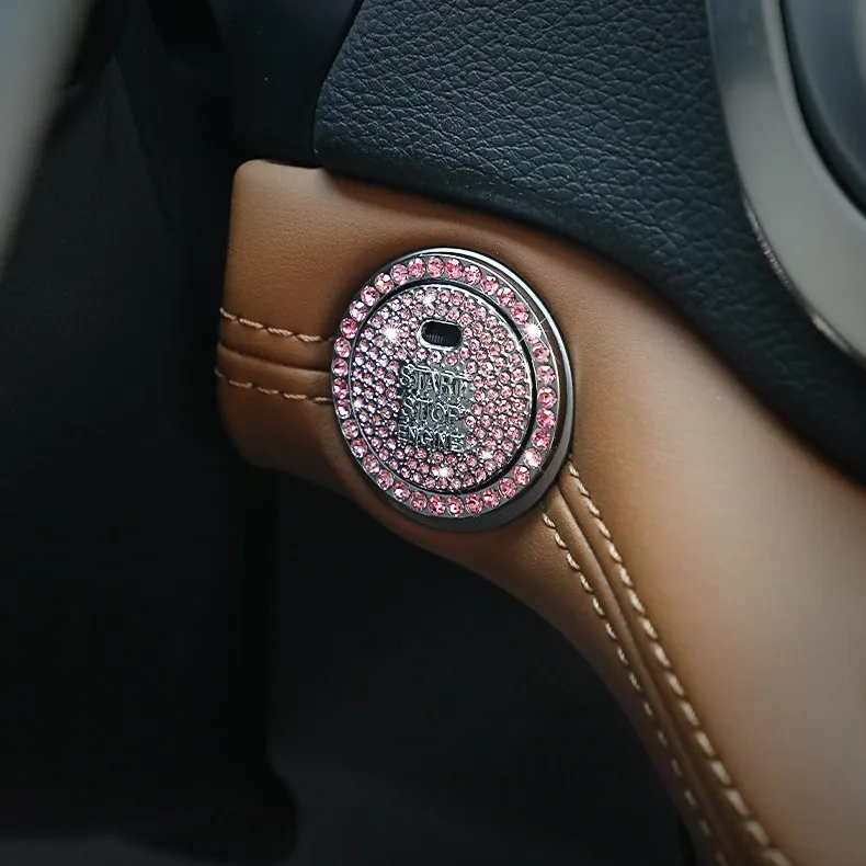 Car Start Stop Button Diamond Inlaid Decorative Ring Car Ignition