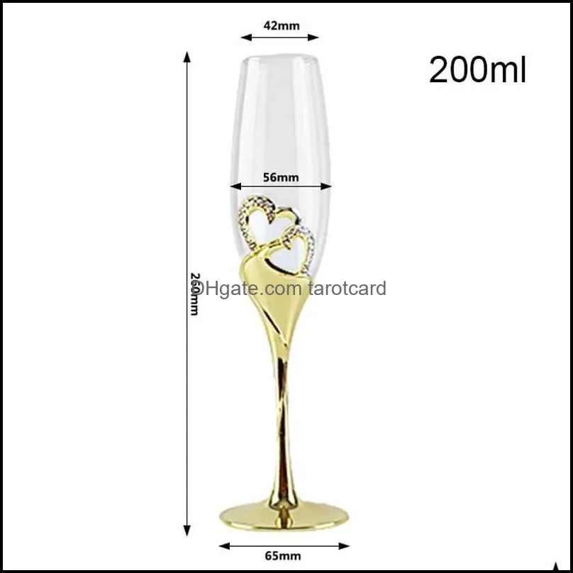 Wine Glasses Wedding Crystal Champagne Metal Stand Flute Goblet Party Couple Valentine`s Day Gift 200ml Inventory Wholesale