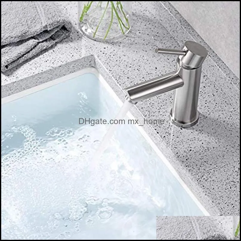 Brushed Nickel Bathroom Faucet Farmhouse Single Handle Water Saving Lavatory Basin Vanity Sink with Supply Line Lead-Free Mixer Tap