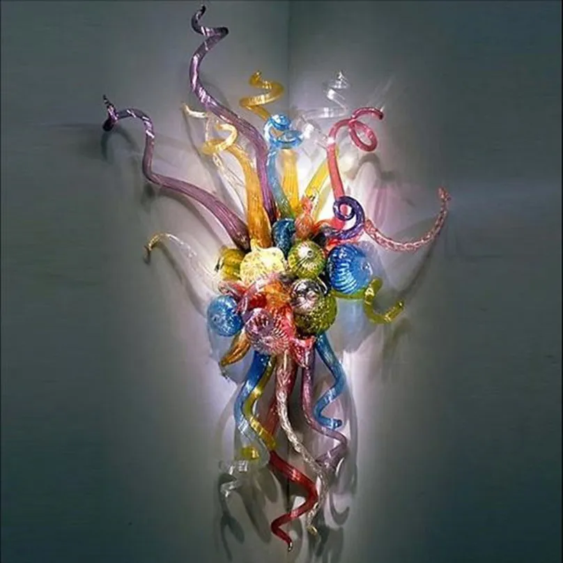 Chihuly-färgade glasvägglampor LED-lampor Antika handblåsta glas-vägglampor 18 x 24 tum Monterad matsal vardagsrumslampa