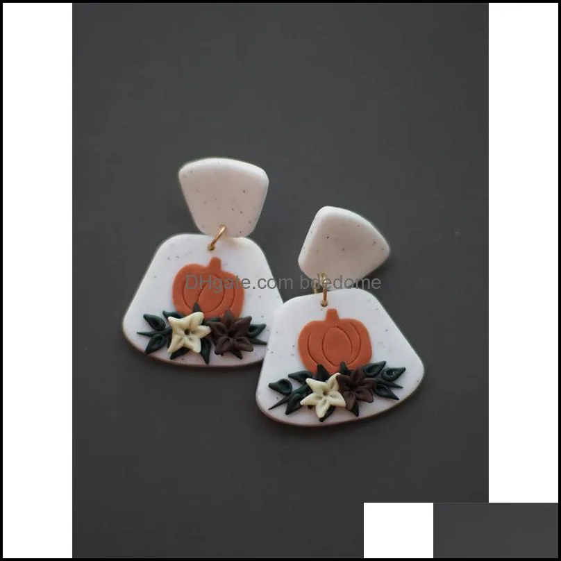 stud trendy christmas halloween polymer clay multi color series geometric pumpkin dangle unique earring sets for women jewelry